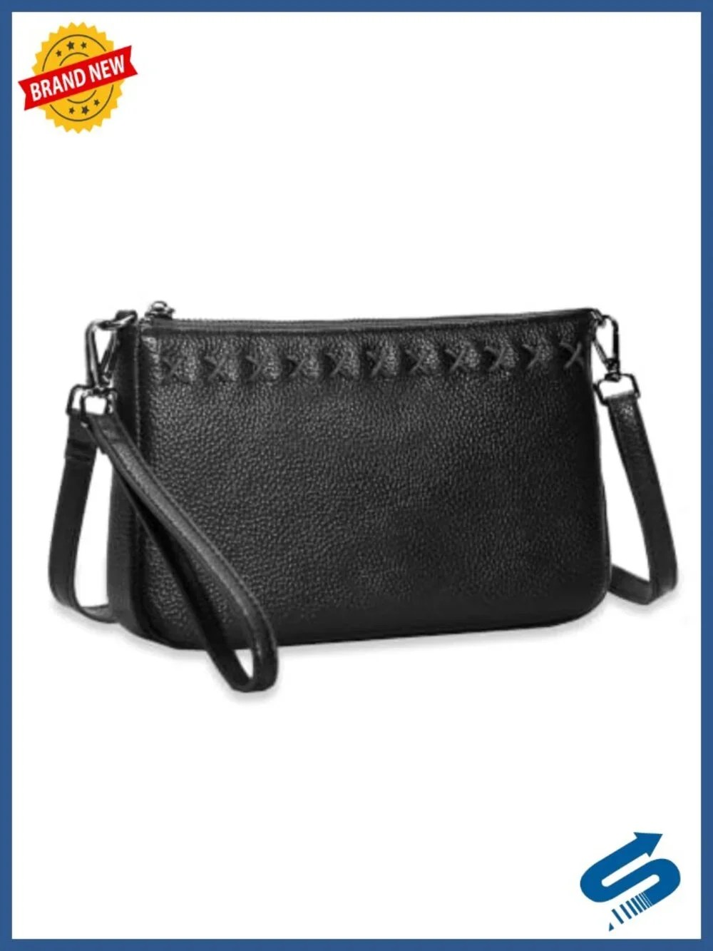 Genuine Leather RFID Wristlet Wallet Purse with Adjustable Straps